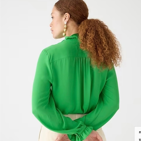NEW J. Crew Drapey Ruffled Green Top 2 - Picture 7 of 7